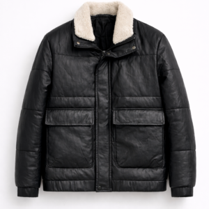 Puffer Jacket with Shearling Collar