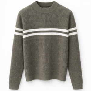 Textured Knit Sweater with Contrast Stripe