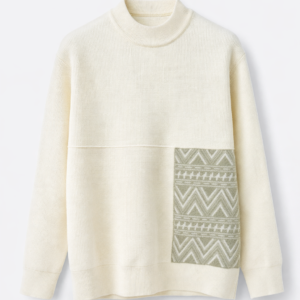 Textured Knit Jumper with Contrast Panel