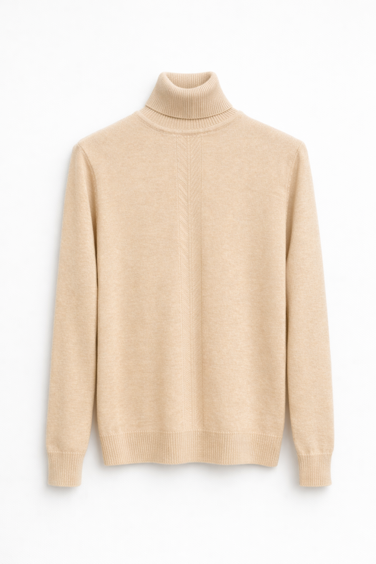 Textured Knit Turtleneck Sweater