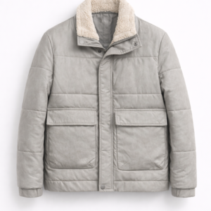 Puffer Jacket with Shearling Collar
